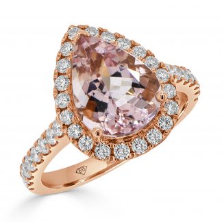morganite and diamond halo engagement ring 