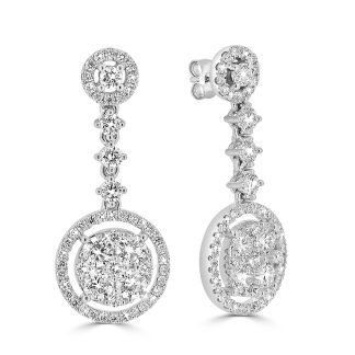 Radiant 18CT White Gold Diamond Drop Earrings - 1.36 CTDiamonds Drop earrings