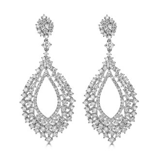 Stunning 18CT White Gold Tear Drop Diamond Earrings - 2.97 CTDiamonds Drop earrings