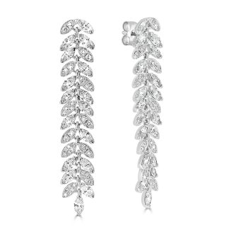 Enchanting 18CT White Gold Vine Diamond Earrings - 2.55 CT18CT White Gold Vine Diamond Earrings