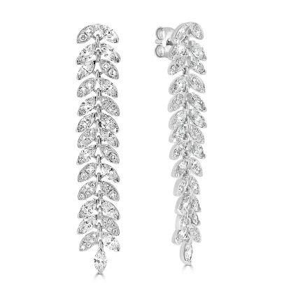 18CT White Gold Vine Diamond Earrings