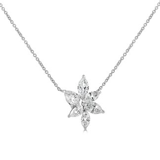 Radiant 18CT White Gold Diamond Flower Pendant - 1.10 CT18CT White Gold Diamond Flower Pendant