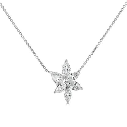 18CT White Gold Diamond Flower Pendant