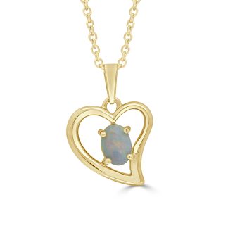 9ct Yellow Gold Heart-Shaped Opal Pendantopal heart pendant