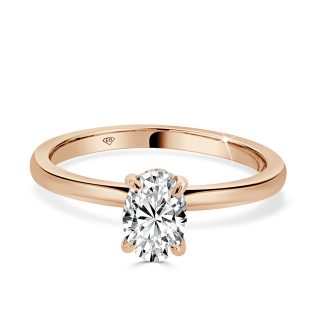 Rose Gold Oval Cut Solitaire Engagement Ring with Hidden Halo 1.00 CtOval cut hidden halo engagement ring