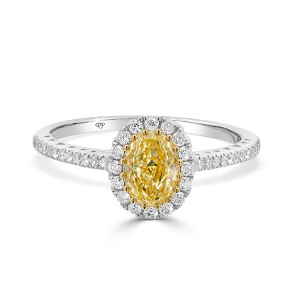 oval cut yellow diamond engagement ring
