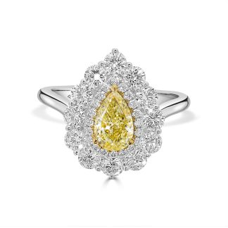 White Gold Pear-Shaped Yellow Diamond Double Halo Ringpear shape yellow diamond engagement ring