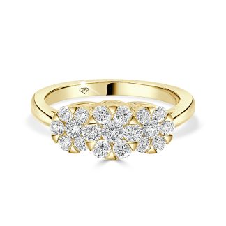 18ct Yellow Gold Trilogy Cluster Engagement Ringcluster engagement ring