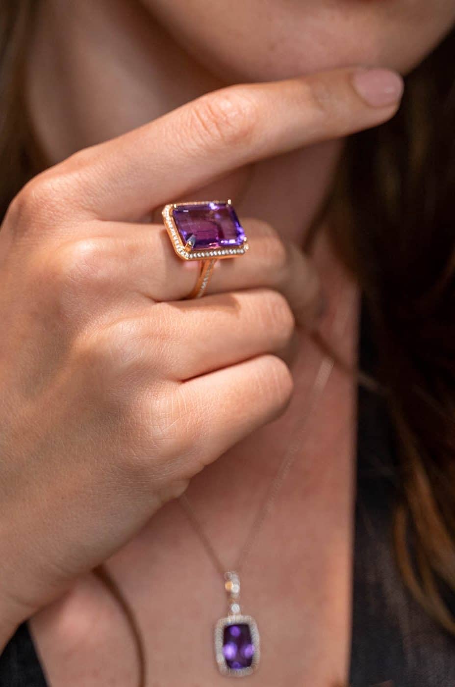 Rose gold amethyst engagement ring