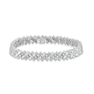 Baguette And Round  Diamond Tennis BraceletBaguette and round diamonds tennis bracalet