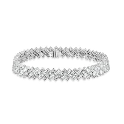 Baguette and round diamonds tennis bracalet