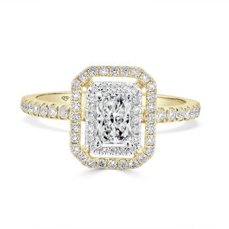 Radiant-Cut Diamond Double Halo Engagement RingRadiant Cut Diamond Double Halo Engagement Ring