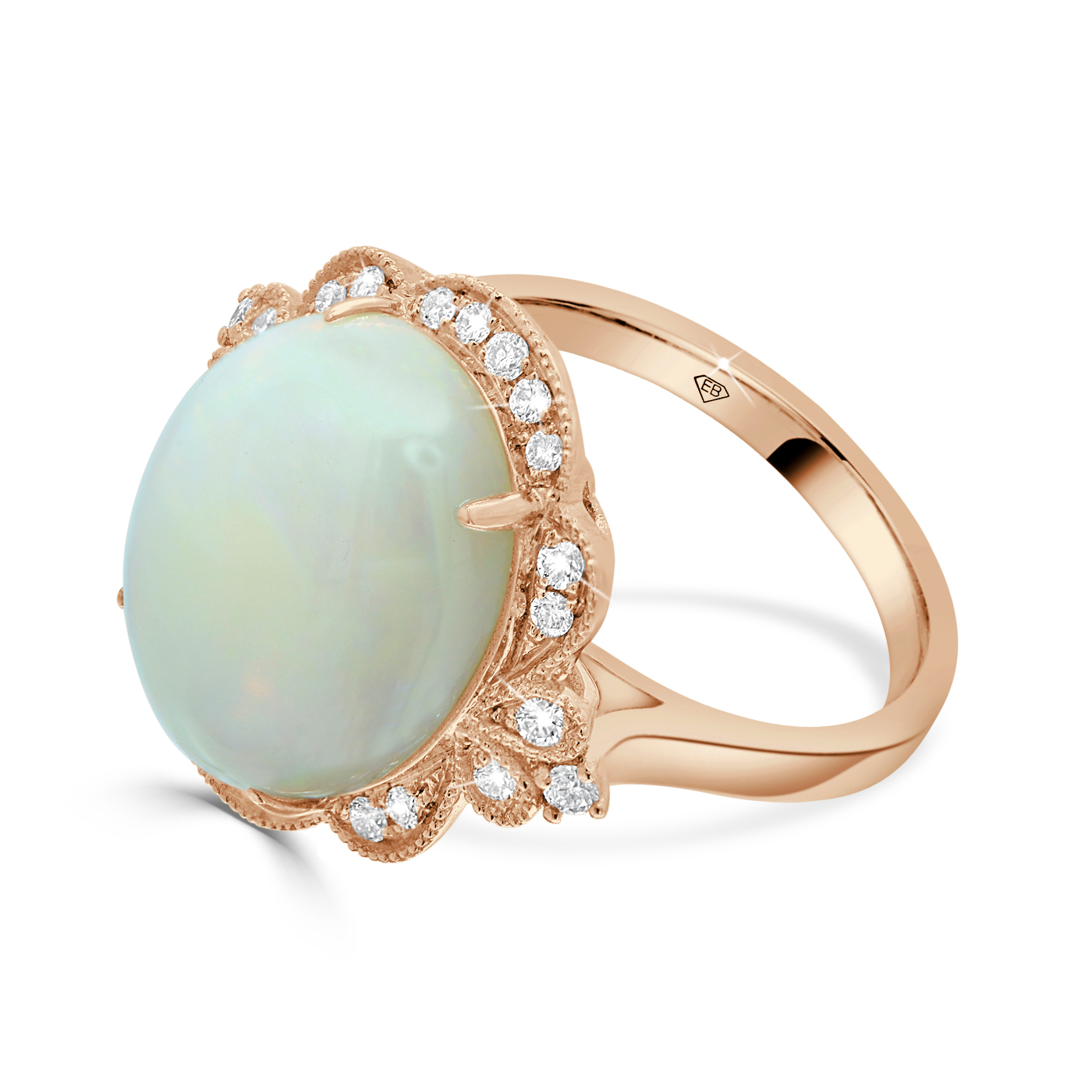 opal engagement ring with diamond halo