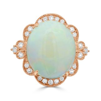 Vintage-Inspired Opal and Diamond Halo Ringopal engagement ring with diamond halo