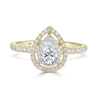 Pera Cut Double Halo Engagement RingPear Cut Diamond Double Halo Engagement Ring