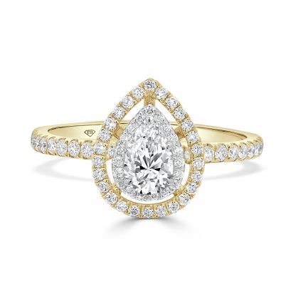 Pear Cut Diamond Double Halo Engagement Ring