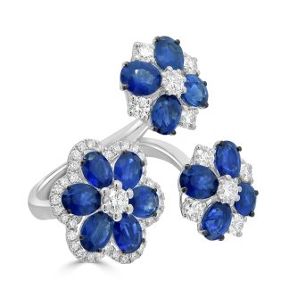 Sapphire and Diamond Floral Dress RingSapphire Dress Ring