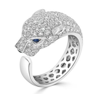 Diamond Panther Ring in 18kt White Golddiamond ring