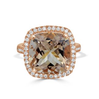 Rose Gold Cushion-Cut Morganite RingMorganite Ring