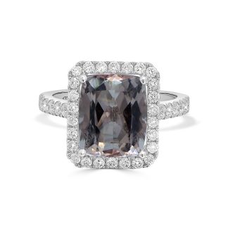 18kt White Gold Cushion-Cut Morganite and Diamond Halo Ringmorganite ring