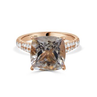 18kt Rose Gold Cushion-Cut Morganite and Diamond RingMorganite Ring