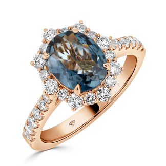 Blue Topaz and Diamond Halo Ringtopaz ring