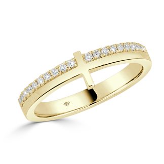 Cross Diamond Ring in 18kt Yellow Goldcross ring