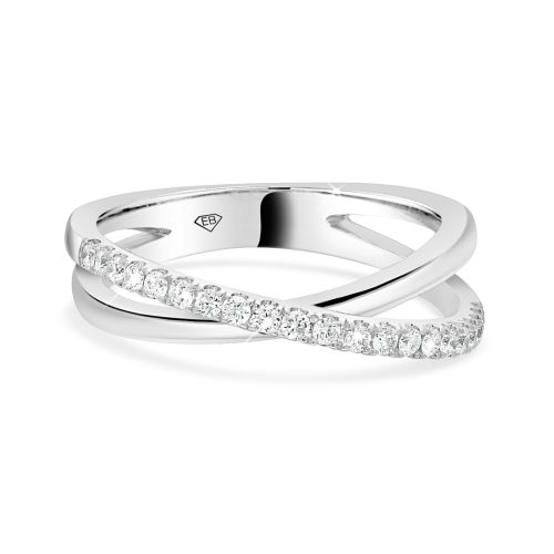 Diamond criss cross dress ring