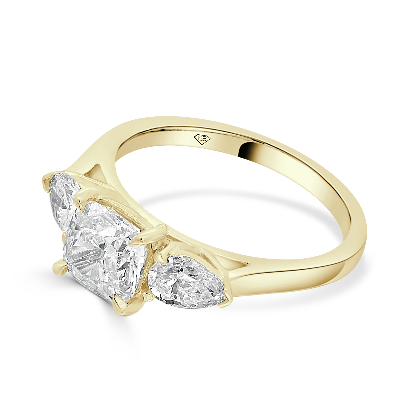 Cushion Cut Trilogy Engagement Ring