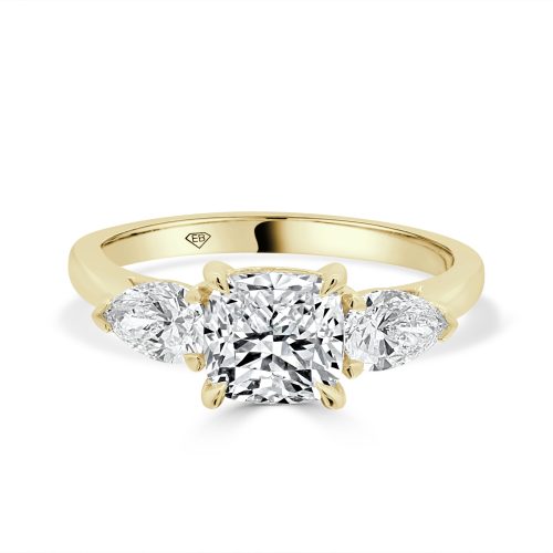 Cushion Cut Trilogy Engagement Ring