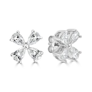 Pear Cut Diamond Stud Earrings​Diamond stud earrings in 18ct white gold with floral design