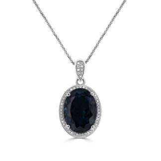 Oval Cut Blue Topaz Necklace And Diamonds