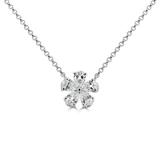 Diamond Flower Five Pear Pendant NecklaceDiamond flower pendant necklace with natural diamonds in 18kt white gold, available in rose and yellow gold.