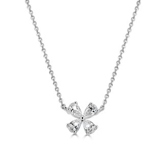 Diamond Clover Pendant Necklace in 18kt Gold A Symbol of Luck and BeautyDiamond clover pendant necklace with natural diamonds in 18kt gold