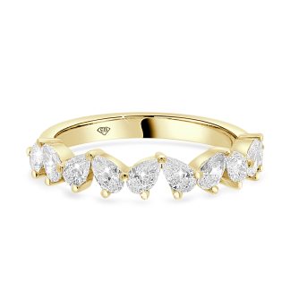 Wedding Ring Featuring Pear Cut Lab Diamonds18ct yellow gold wedding ring with 10 pear-shaped lab diamonds.