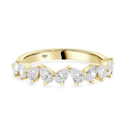 18ct yellow gold wedding ring with 10 pear-shaped lab diamonds.