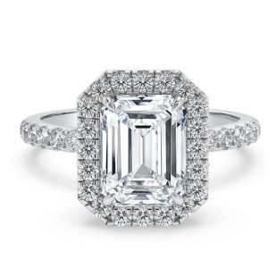 emerald cut halo engagement ring